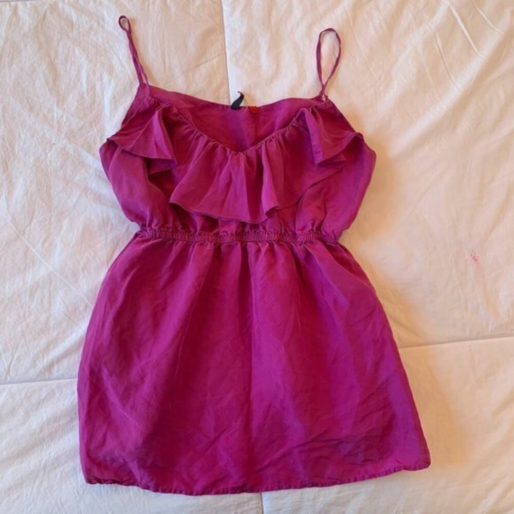 Saks Fifth Avenue 5/48 Fuscia Pink Ruffle Cami Silk Top